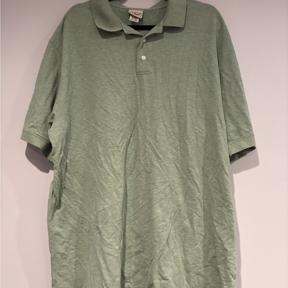 L.L. Bean Light Green Polo Shirt XXL Tall